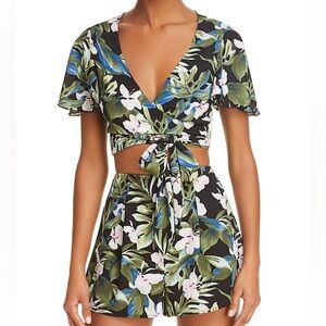 NWT SHOW ME YOUR MUMU WILSON CROP WRAP TOP AND SHORTS MATCHING SET S M